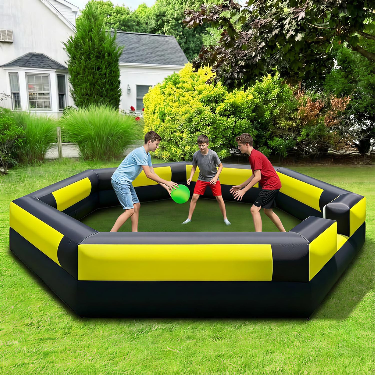 15FT Inflatable Gaga Ball Pit with Built-in Blower, Portable Gaga Ball Pit for I