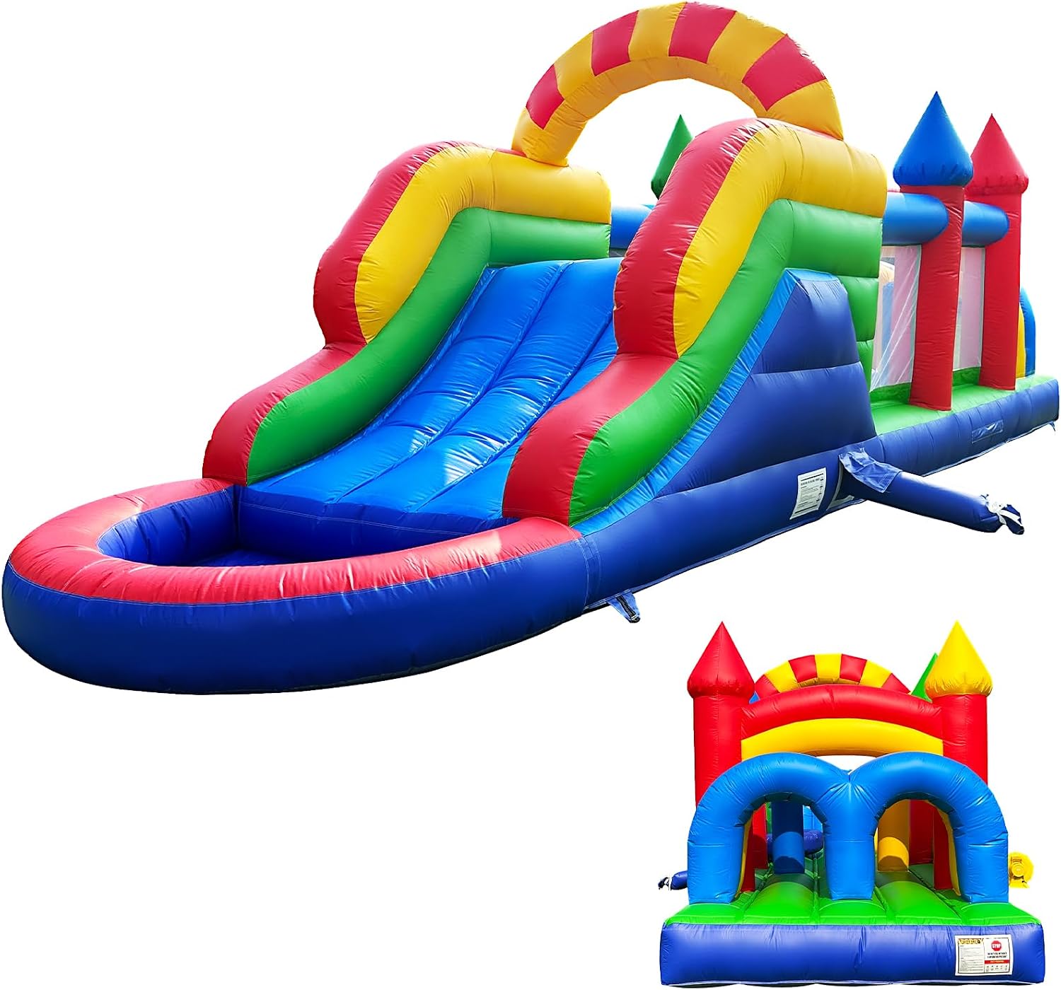 26FT Inflatable Obstacle Course, Castle Bounce House with Blower, PVC Inflatable