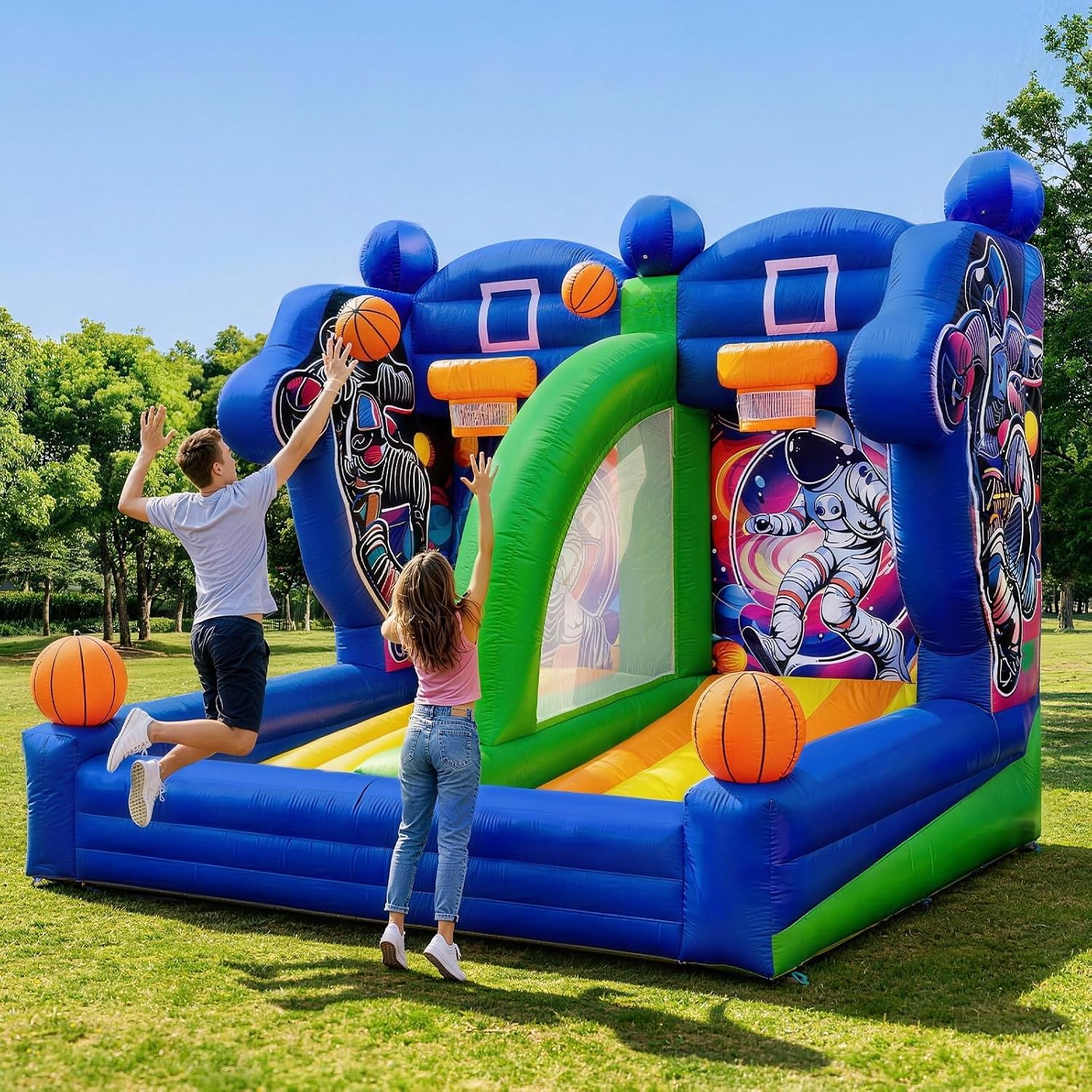 Inflatable Basketball Hoop Shot 13×10×10ft, Blow Up Inflatable Basketball Game w