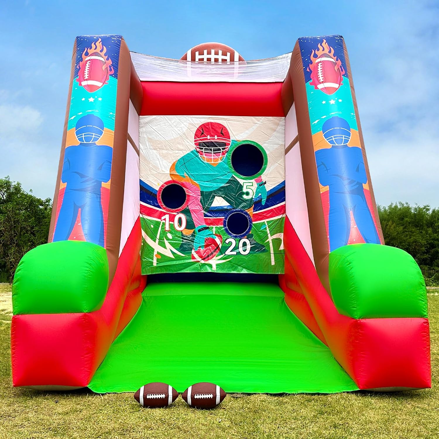 Inflatable Football Toss Game, Commercial Grade PVC Football Target Toss with Ai